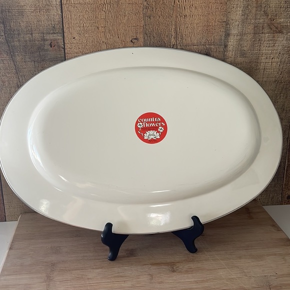 Vintage MCM Sanko Ware Country Flowers platter - Picture 8 of 8